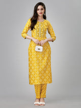 Stylish Yellow Fully Stitched Rayon Kurti with Pant - Comfortable & Trendy Women's Ethnic Wear - Bellastic