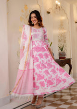 Pink Embroidery Viscose Rayon Kurta, Pant And Dupatta Set - Bellastic